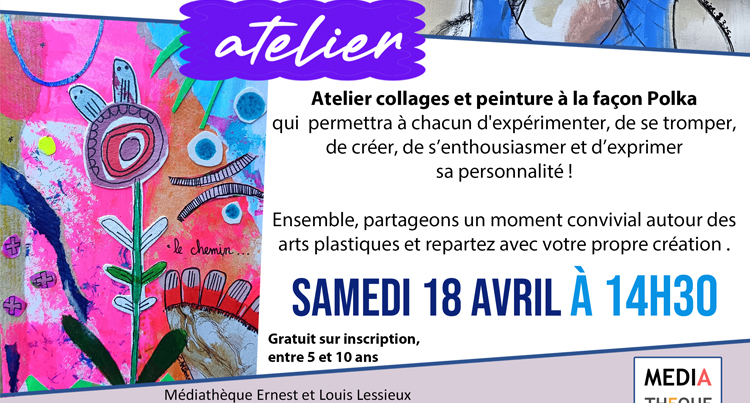 Actu atelier collage et peinture polka